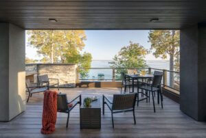 outdoor porch with lake view